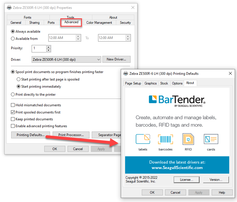 Configuring Seagull Printer Driver Settings BarTender Support Portal